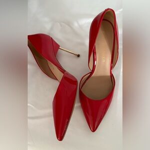 Kurt Geiger London Bond 90 d’Orsay Red Patent Pumps with Gold heels